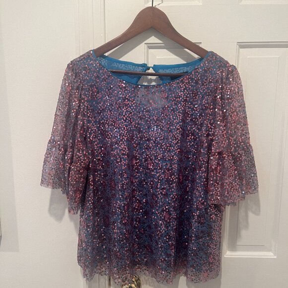 Anthropologie Maeve Pink Sequence Top Size XL - Picture 1 of 6